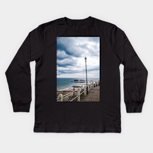 Costal footpath with Cromer pier in the background Kids Long Sleeve T-Shirt